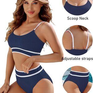 BMJL Women's High Waisted Bikini Ribbed Two Piece Swimsuit